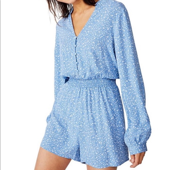 Cotton On Pants - Cotton on blue floral jumpsuit size m